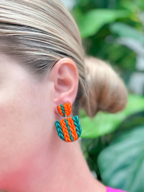 Womens - PREORDER: Red & Green Knit Clay Dangle Earrings