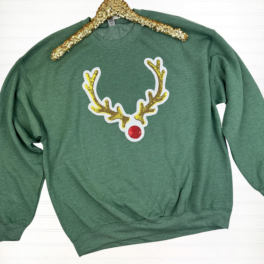 Womens - PREORDER: Reindeer Sequin Patch Sweatshirt