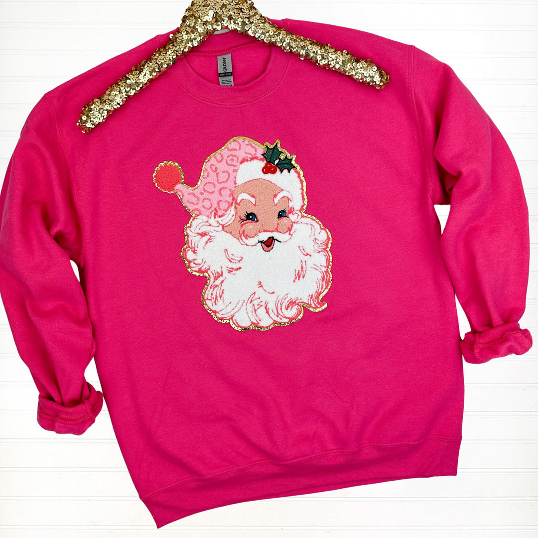 Womens - PREORDER: Santa Chenille Patch Sweatshirt (Light Skin) In Assorted Colors