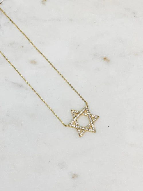 Womens - PREORDER: Star Of David Cubic Zirconia Pendant Necklaces In Two Colors