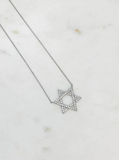 Womens - PREORDER: Star Of David Cubic Zirconia Pendant Necklaces In Two Colors