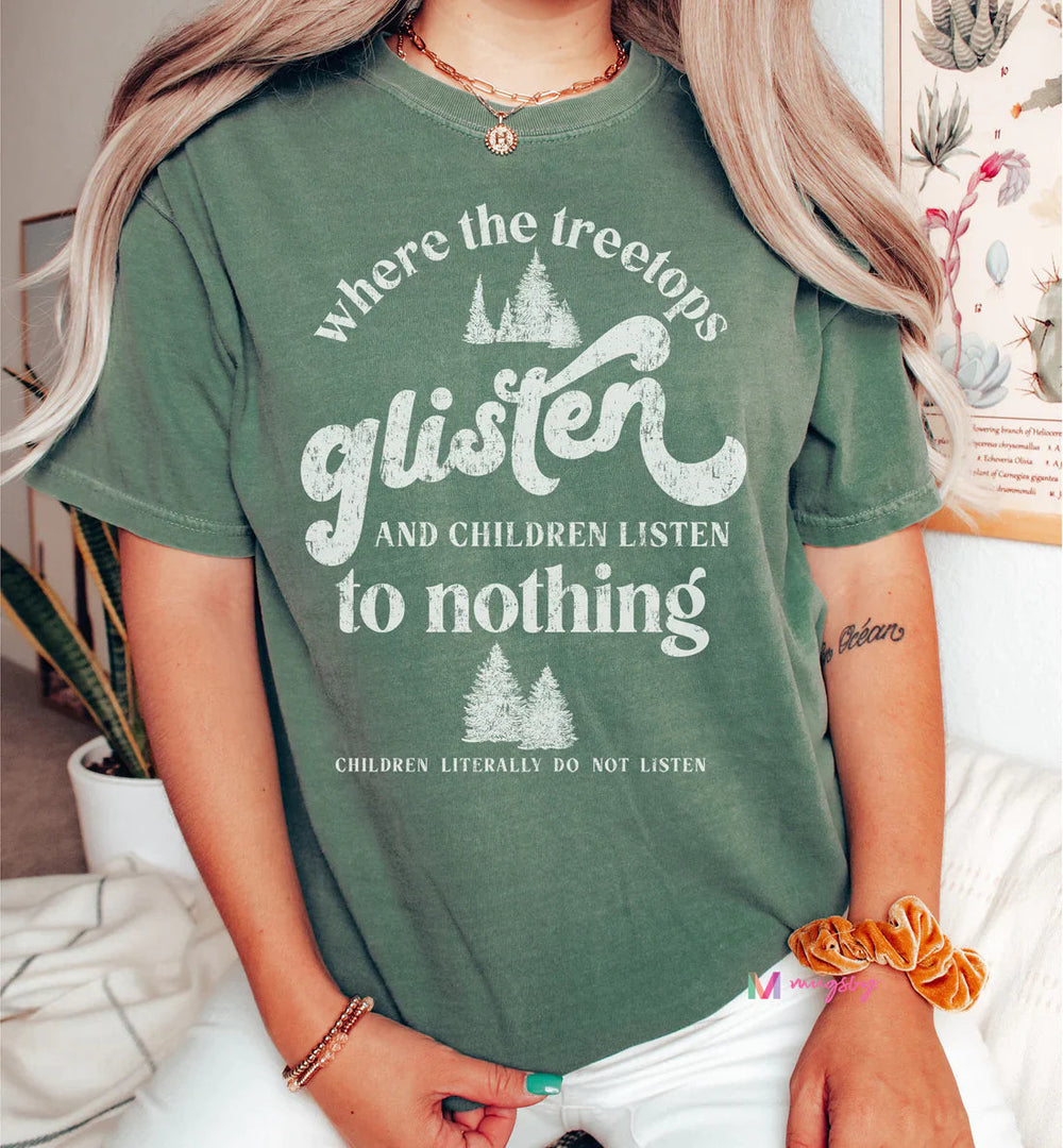 Womens - PREORDER: Where The Treetops Glisten Graphic Tee In Two Colors