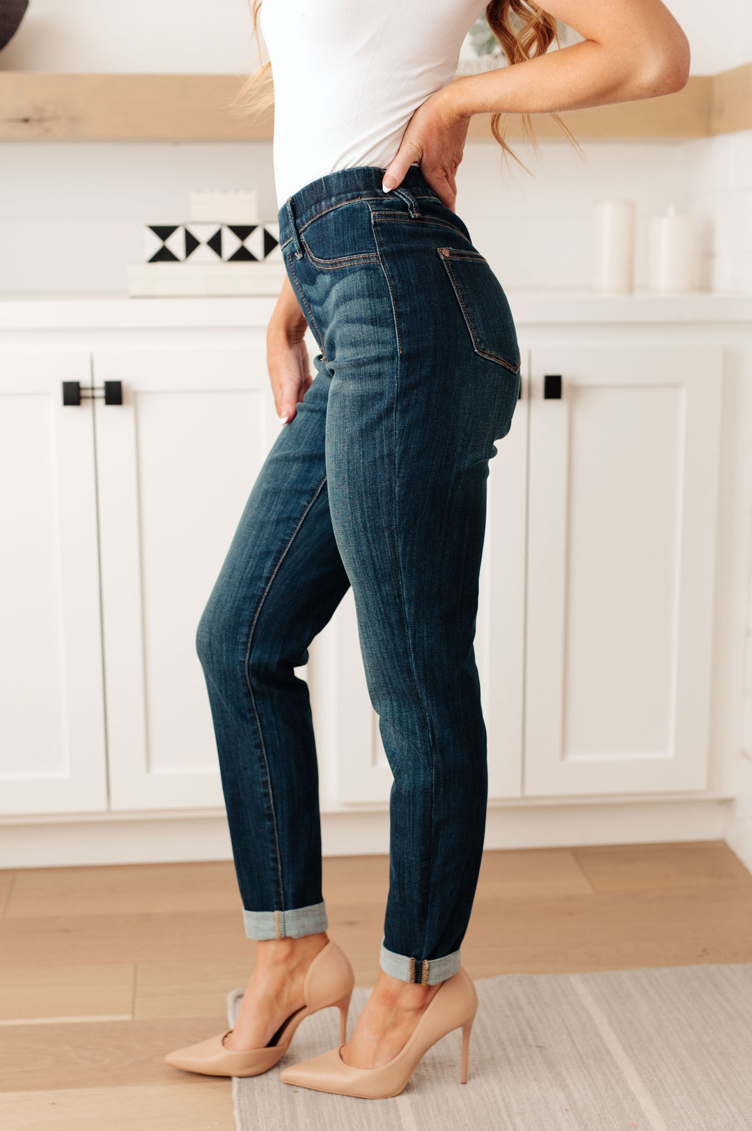 Womens - Rowena High Rise Pull On Double Cuff Slim Jeans