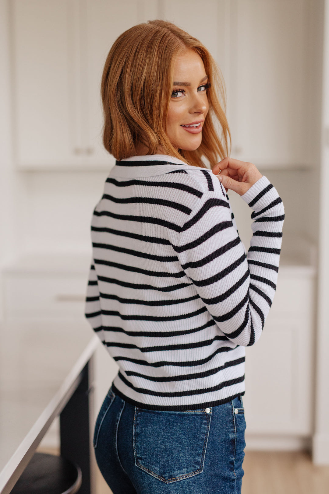 Womens - Self Improvement V-Neck Striped Sweater