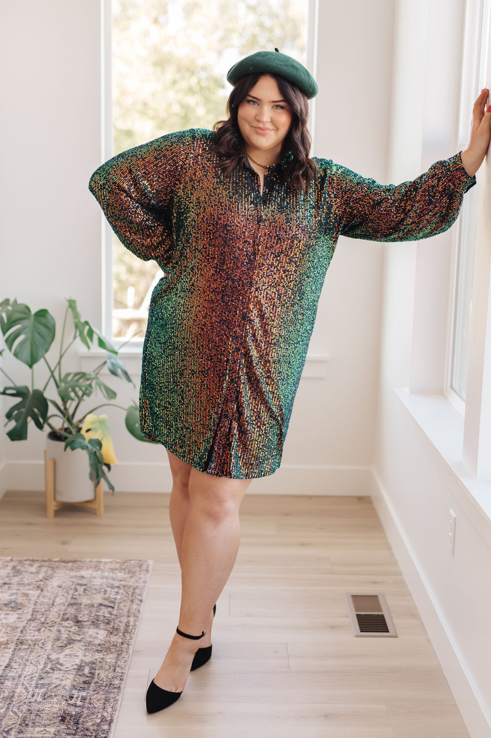 Womens - Shimmering Splendor Sequin Shirt Dress