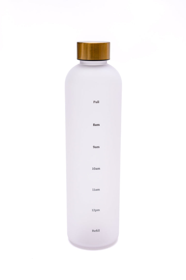 Womens - Sippin' Pretty 32 Oz Translucent Water Bottle In White & Gold