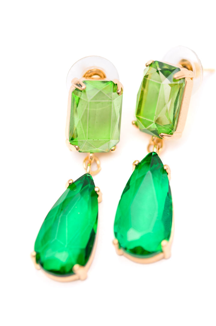Womens - Sparkly Spirit Drop Crystal Earrings In Green