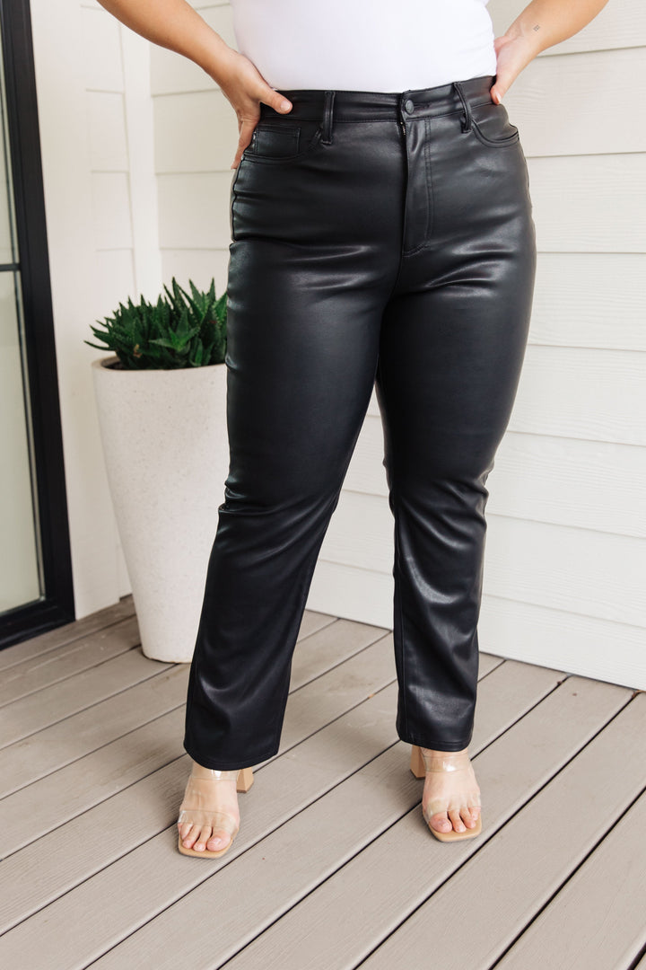 Womens - Tanya Control Top Faux Leather Pants In Black