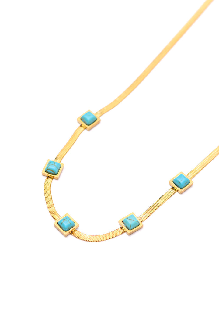 Womens - Turquoise Squares Necklace