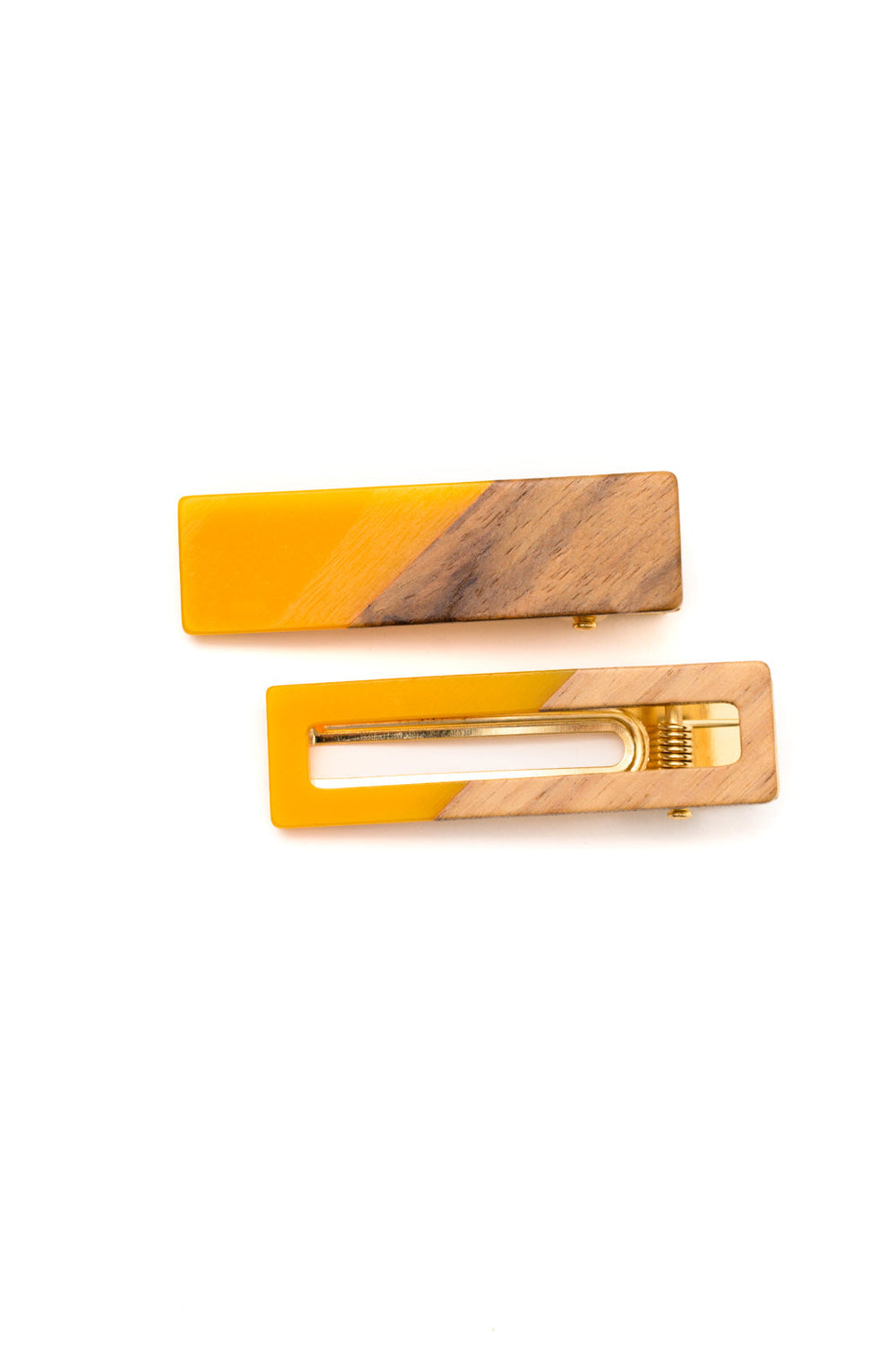 Womens - Two Tone Hair Clip Set In Yellow