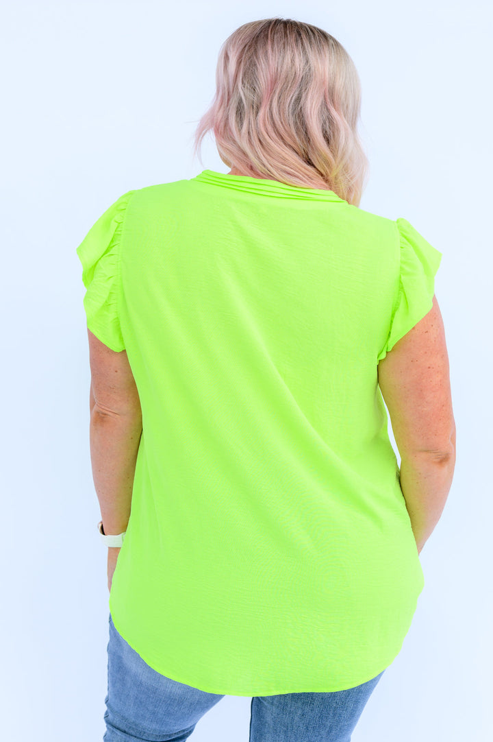 Womens - Under Neon Lights Ruffle Sleeve Top