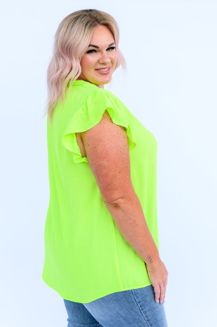 Womens - Under Neon Lights Ruffle Sleeve Top