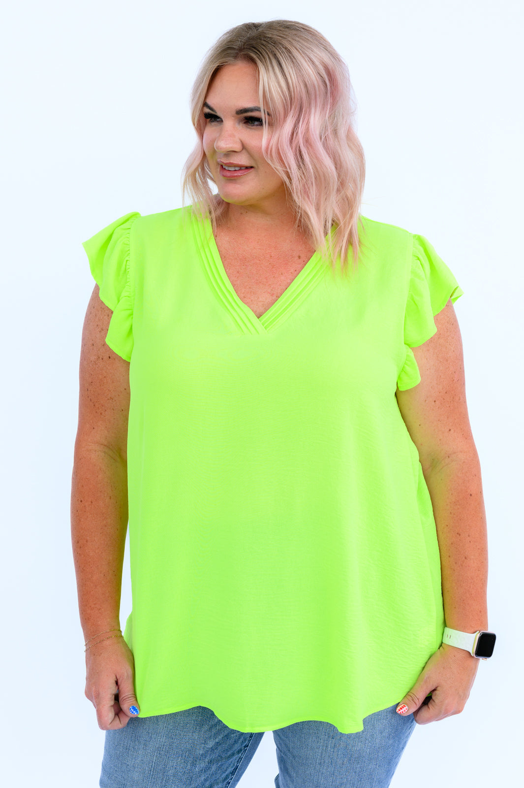 Womens - Under Neon Lights Ruffle Sleeve Top