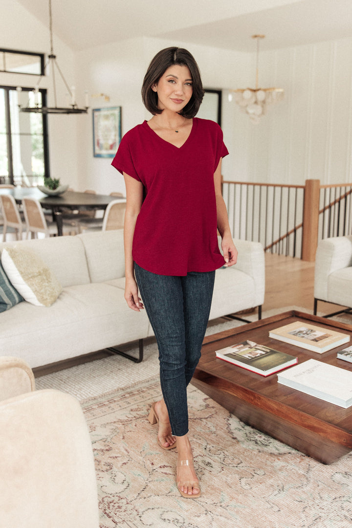 Womens - Very Much Needed V-Neck Top In Wine