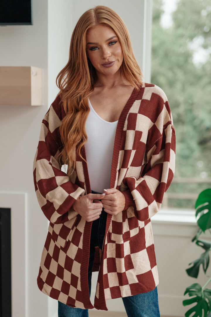 Womens - When I See You Again Checkered Cardigan