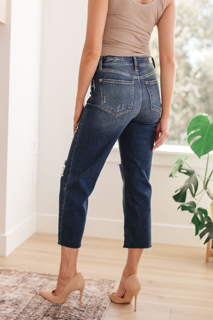 Womens - Whitney High Rise Distressed Wide Leg Crop Jeans