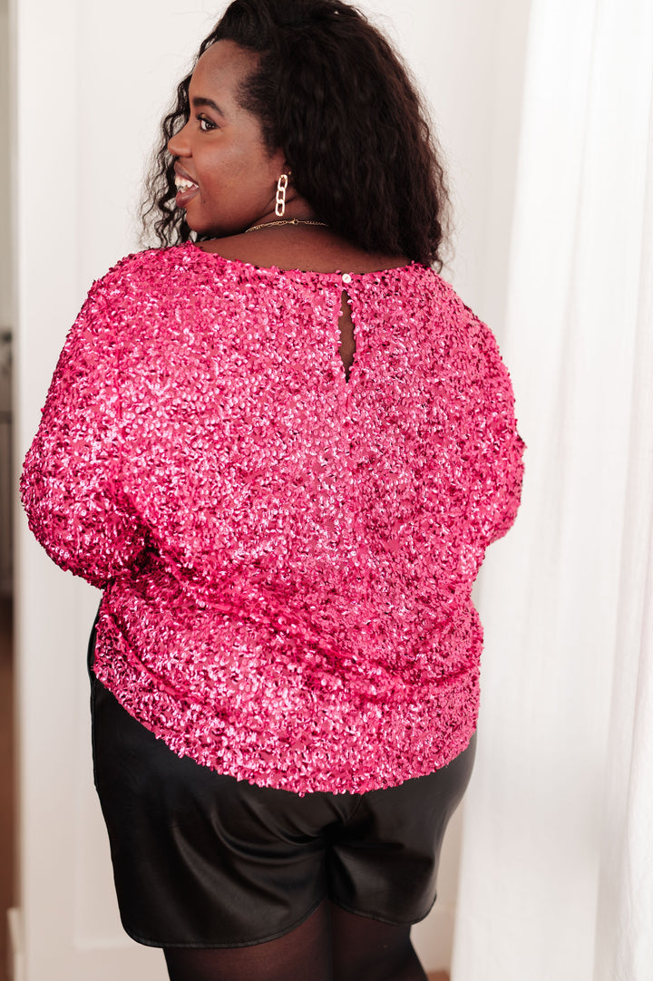 Womens - You Found Me Sequin Top In Fuchsia
