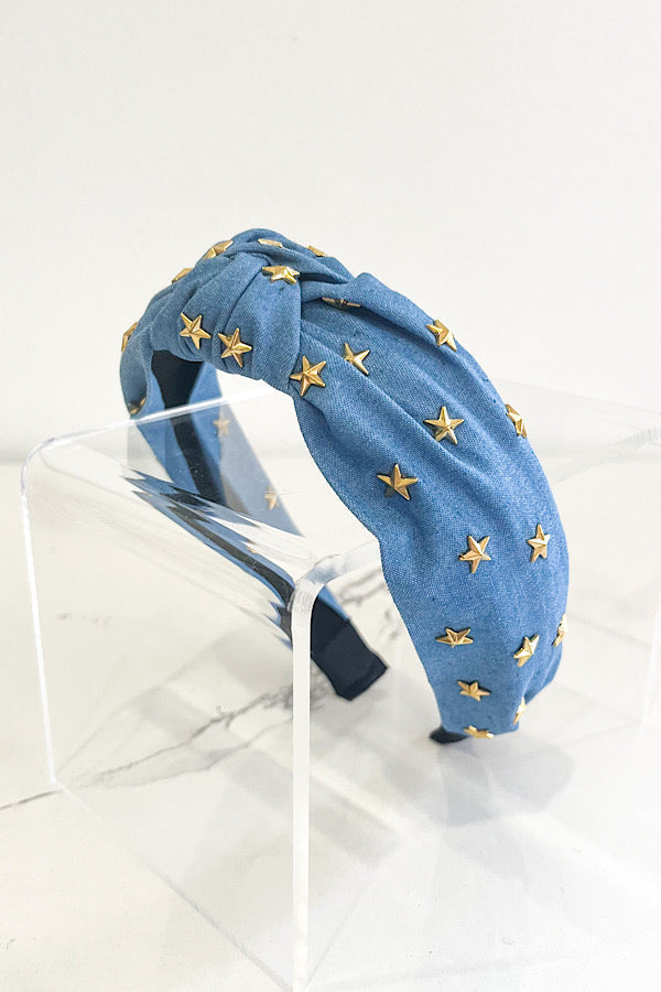 WS 600 Accessories - Star Studded Blue Denim Headband