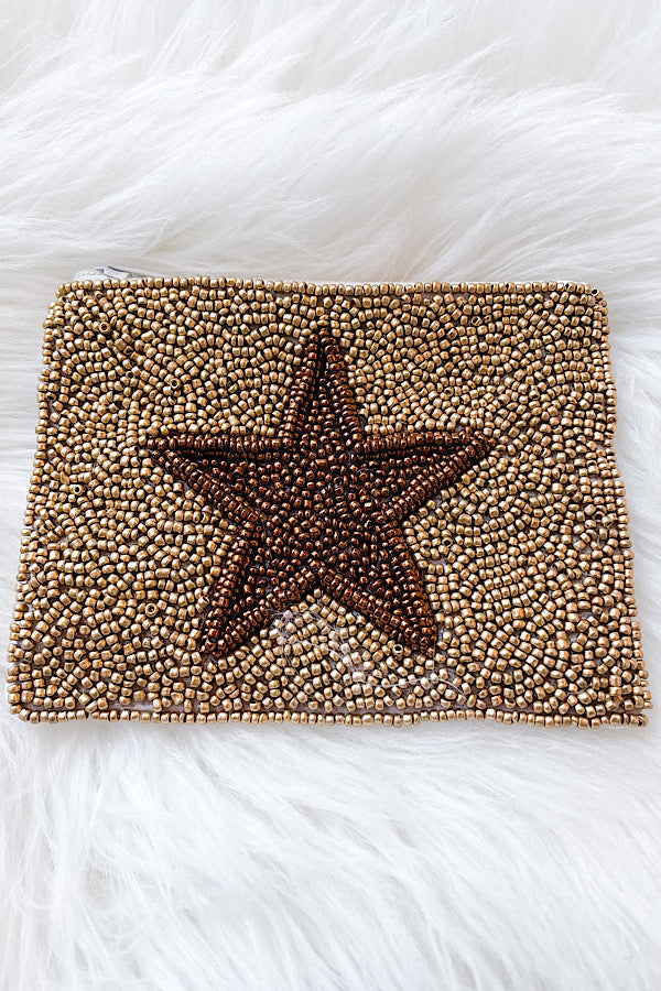 WS 600 Accessories - You're A Star Gold Beaded Coin Purse