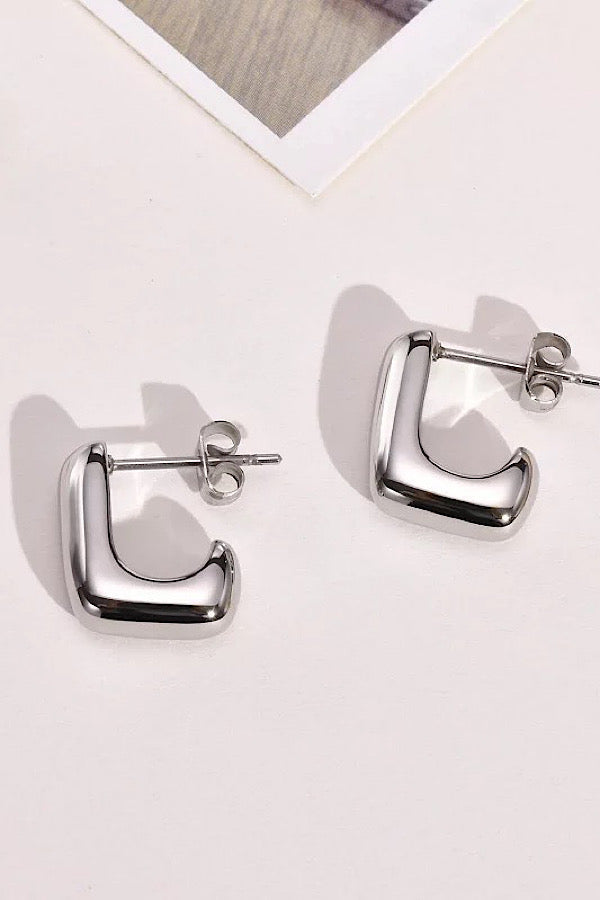 WS 630 Jewelry - Natural Elements Square Silver Earrings