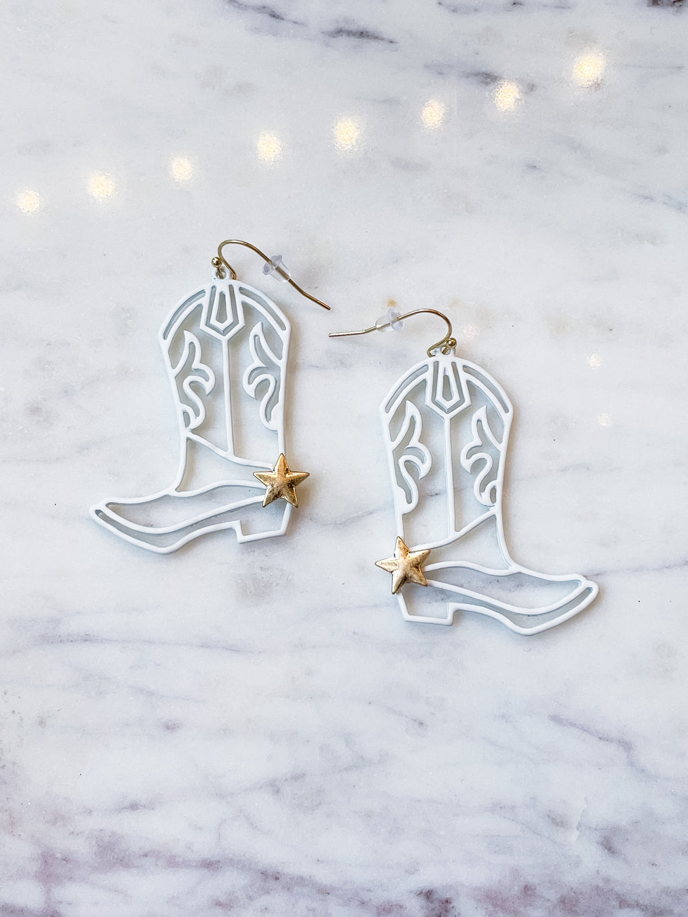 WS 630 Jewelry - White Star Cowboy Boot Earrings