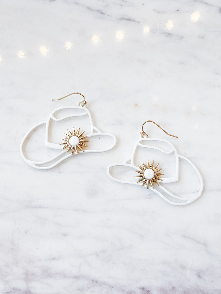 WS 630 Jewelry - White Sun Cowboy Hat Earrings