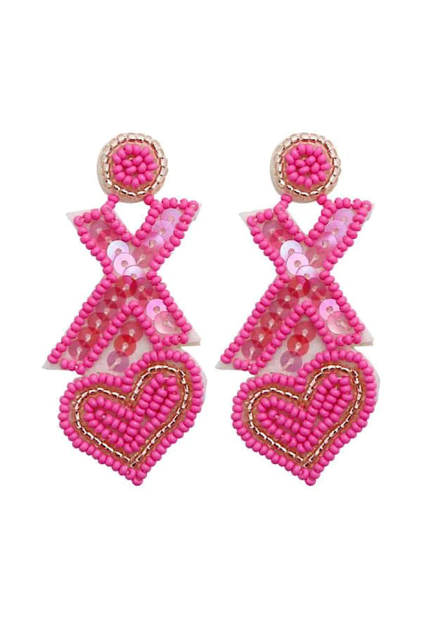 WS 630 Jewelry - XO Pink Beaded Earrings