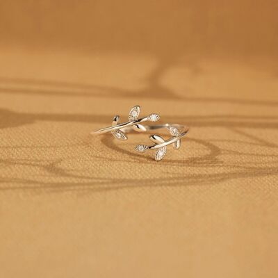 925 Sterling Silver Zircon Leaf Shape Ring-Ever Joy