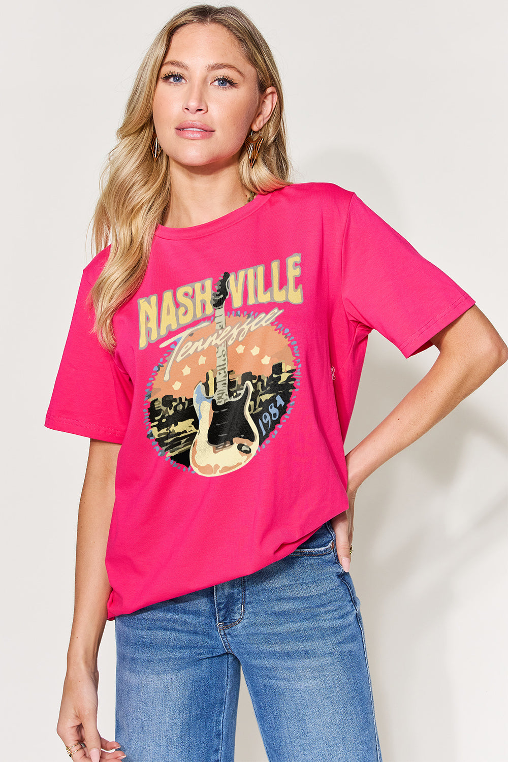 Simply Love Full Size Nashville Graphic Round Neck Short Sleeve T-Shirt