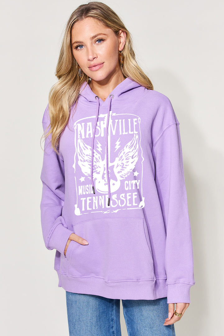 Simply Love Full Size Nashville Graphic Long Sleeve Hoodie