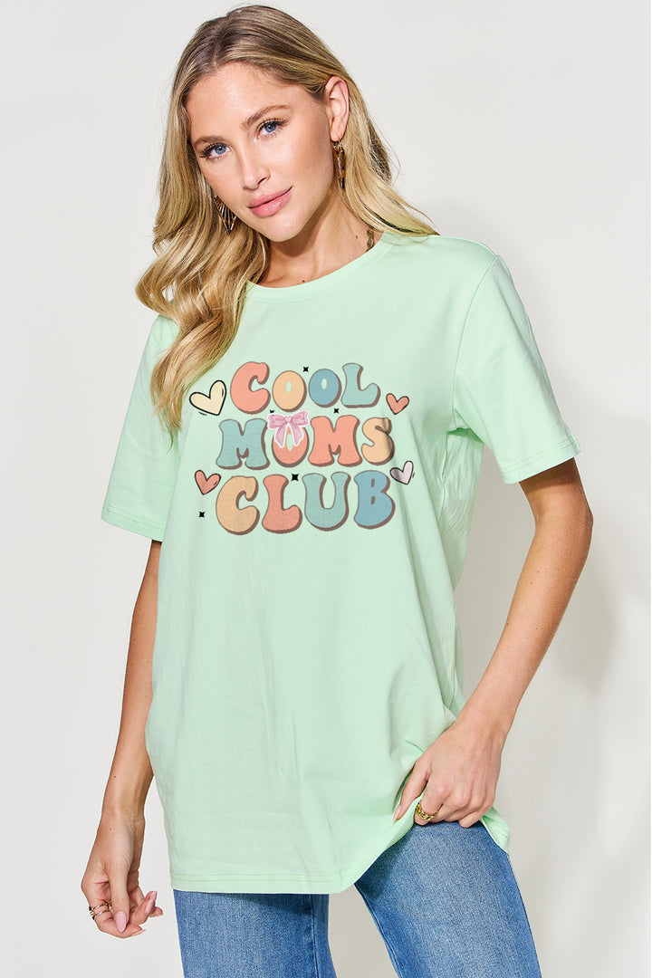Simply Love Full Size Cool Moms Club Graphic Round Neck Short Sleeve T-Shirt