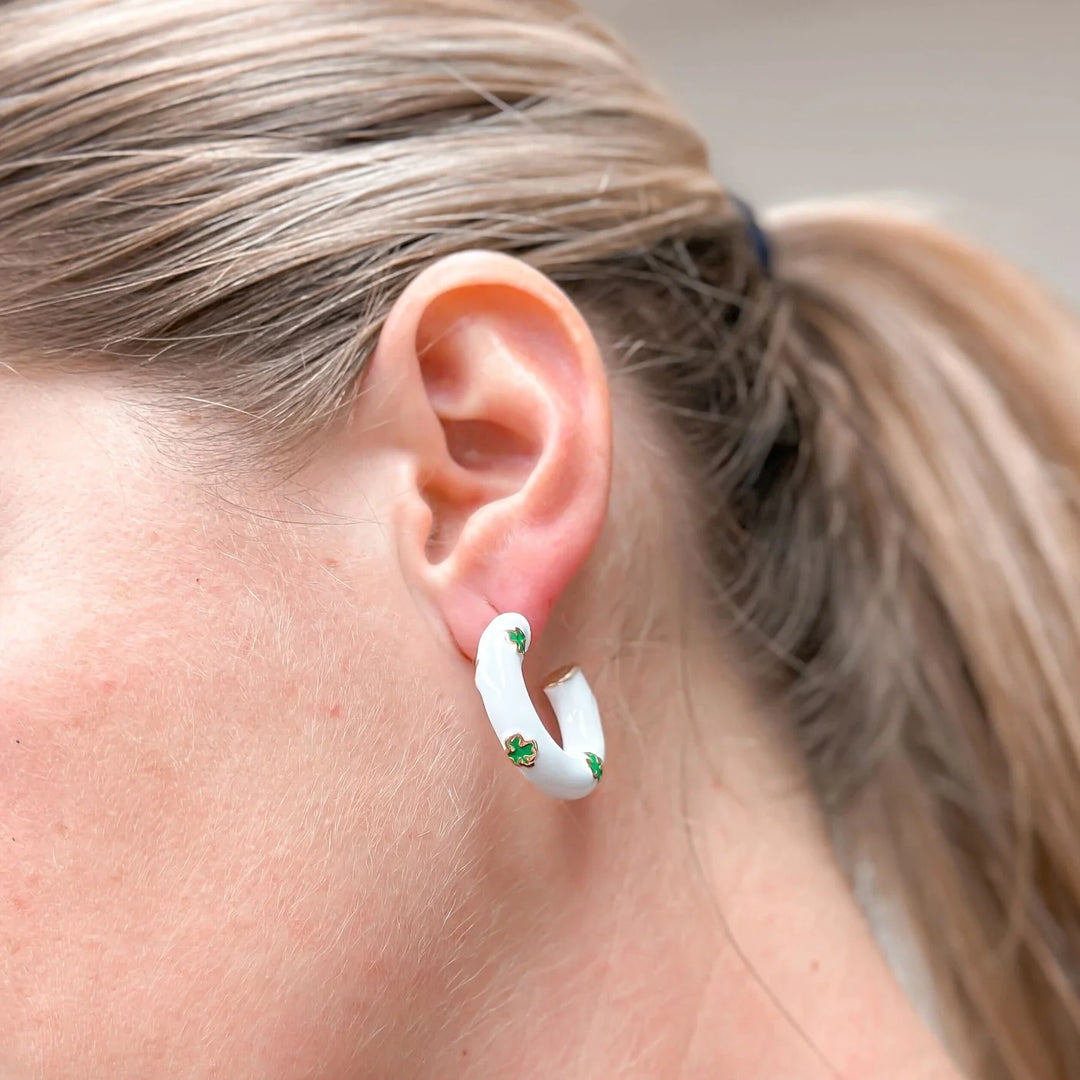 PREORDER: Shamrock Enamel Hoop Earrings