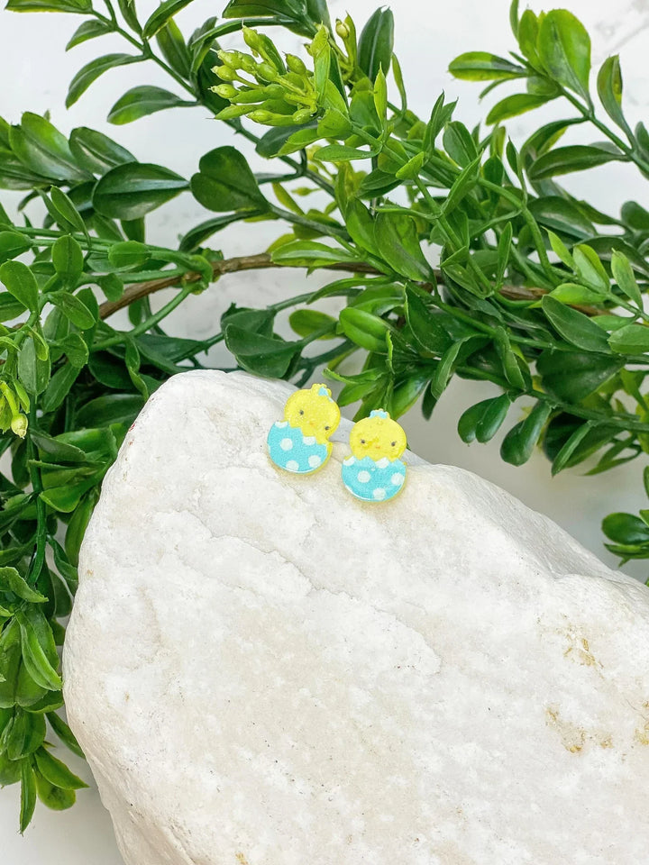PREORDER: Acrylic Easter Chick Stud Earrings in Two Colors