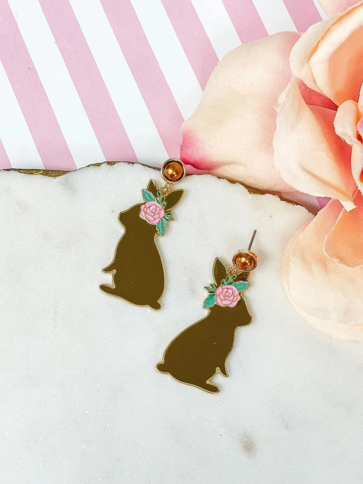 PREORDER: Chocolate Easter Bunny Post Dangle Earrings