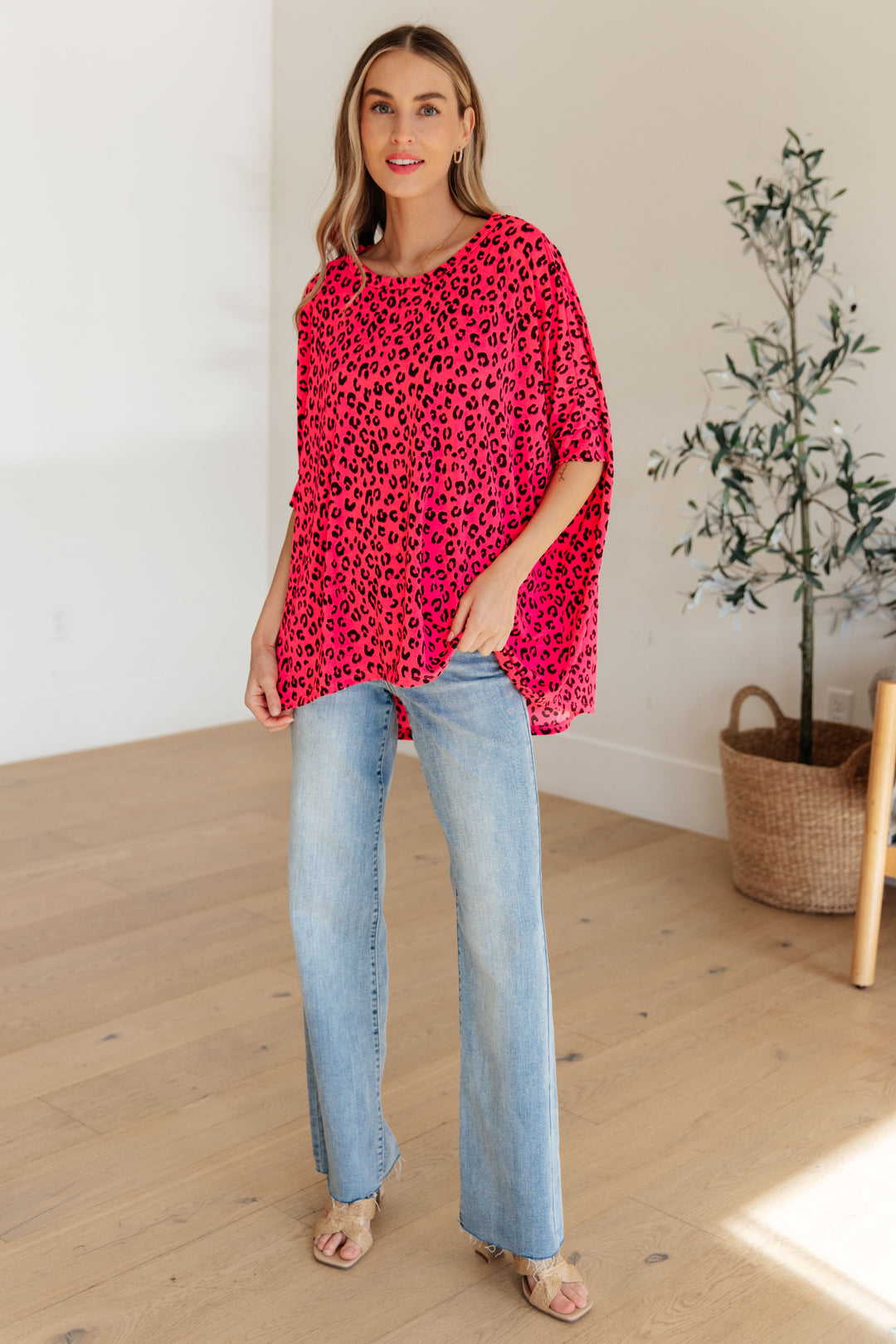 Essential Blouse in Hot Pink Leopard