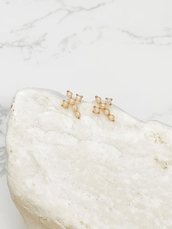 Opal Cross Stud Earrings