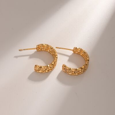 18K Gold-Plated Stainless Steel C-Hoop Earrings-Ever Joy